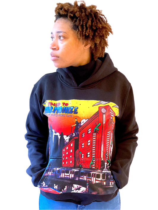 Sun Cut Flat - "Tried To Harmonize" Hoodie w/ Lyrics on Back (Black)