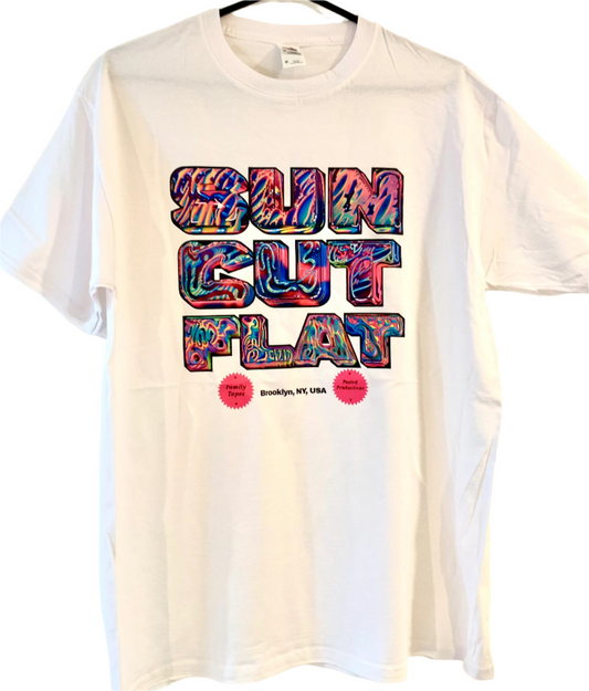 Sun Cut Flat - 90's Retro Logo Band T-Shirt (White)